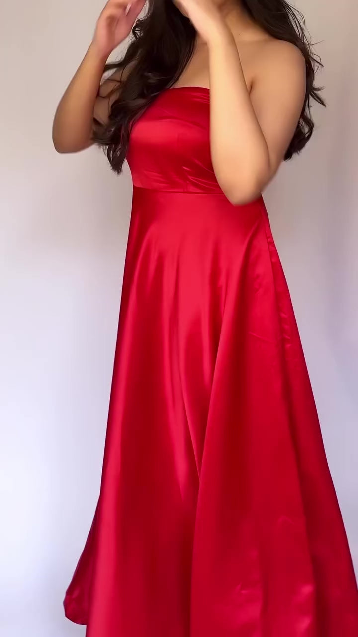 Gabriella Strapless Satin Dress