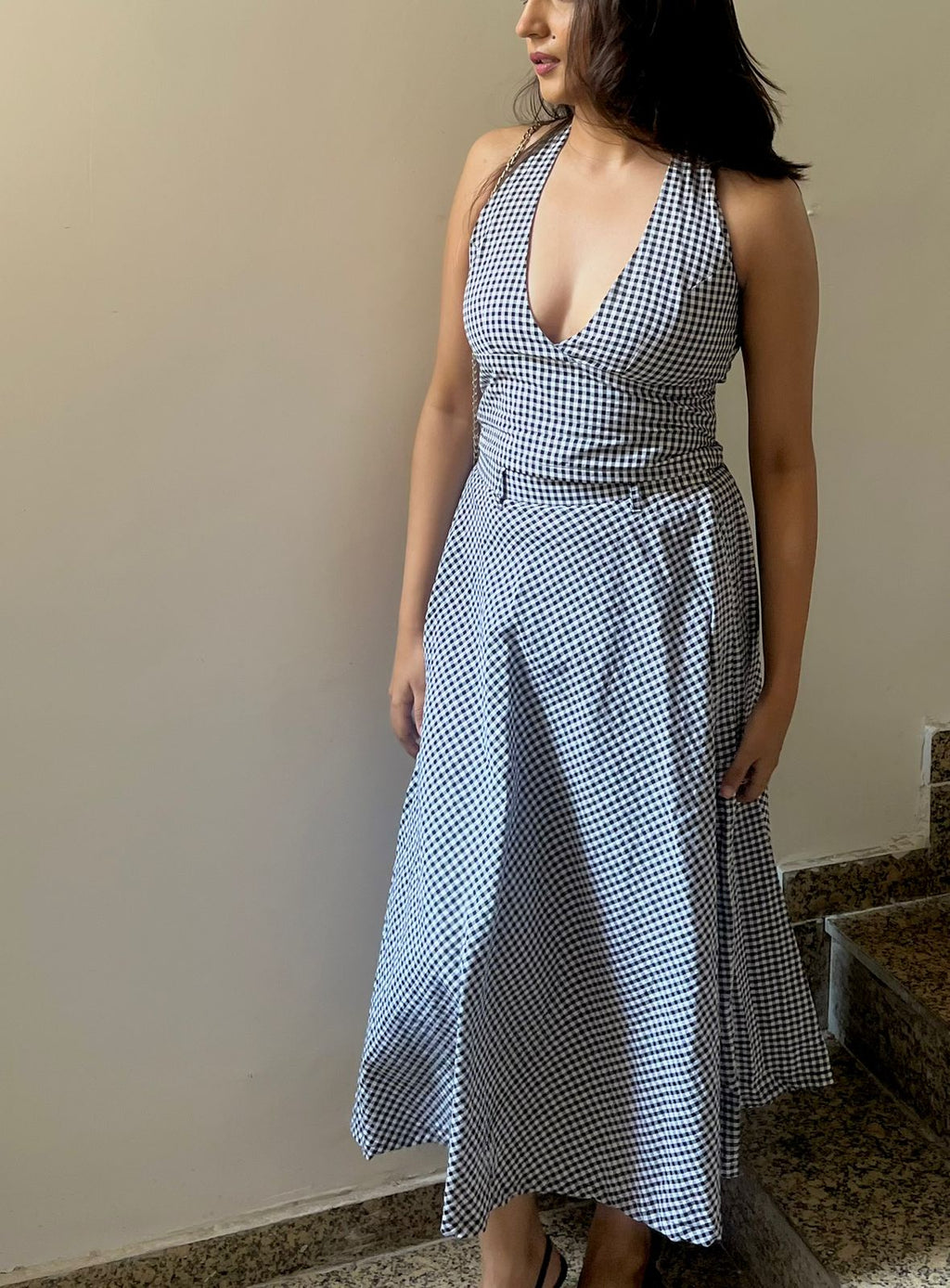 Verona Halter Gingham Top
